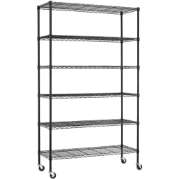Wire Shelving Unit with Wheels Steel 6 Tier Heavy Duty Layer Rack Storage Metal Shel Garage Organizer Wire Rack Shelving Adju
