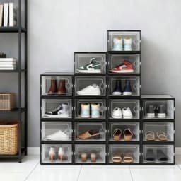 6 12 24 Transparent Plastic Stackable Shoe Rack Foldable Shoe Box Organizer Space Saving Storage Container with Flip Door for Entryway Closet Dorm Room Bathroom Stackable Clear Sneaker Storage Unit