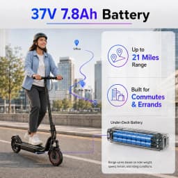 Electric Scooters for Adults Teens, 350W Motor, 8.5'' Solid Tires, 37V 7.8AH Battery,21Miles Max Range, Front Suspension,APP Control for Commuting
