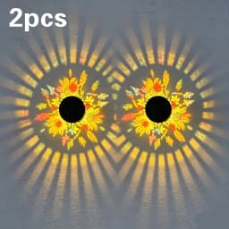 2-Pack Outdoor Courtyard Solar Wall Lights New Upgraded Colorful Sunflower Butterfly Waterdrop Shapes Table Lamp Fence Light Colorful Lighting Effects Ideal for Garden Lawn Dining Table Outdoor Party Decoration