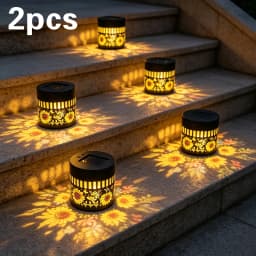 2-Pack Outdoor Courtyard Solar Wall Lights New Upgraded Colorful Sunflower Butterfly Waterdrop Shapes Table Lamp Fence Light Colorful Lighting Effects Ideal for Garden Lawn Dining Table Outdoor Party Decoration