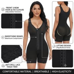 Women's High Compression Shapewear with Hook Closure, Tummy Control & Butt Lifting Full Body Shaper, Ideal for Daily Outfits and Under Party Dresses