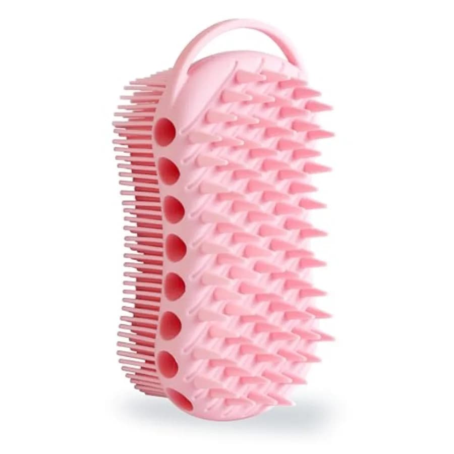 Double-Sided Exfoliating Silicone Body Scrubber, 2-in-1 Bath Scrubber, Shampoo Brush, Silicone Loofah for All Skin Types, Showe