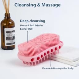 Double-Sided Exfoliating Silicone Body Scrubber, 2-in-1 Bath Scrubber, Shampoo Brush, Silicone Loofah for All Skin Types, Showe