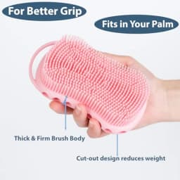 Double-Sided Exfoliating Silicone Body Scrubber, 2-in-1 Bath Scrubber, Shampoo Brush, Silicone Loofah for All Skin Types, Showe