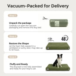 42 Inch Indestructible Canvas Outdoor Dog Bed for Extra Large Dogs, Chew Proof Waterproof Pet Bed with Machine Washable Removable Cover, Durable Indoor Patio Pet Pad for Crate, Green