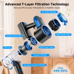 Honki 78KPa Powerful Cordless Vacuum Cleaner LED Display 45Mins Self Standing Stick Vacuum 1.5L Large Dust Cup for Pet Hair Carpet Floor