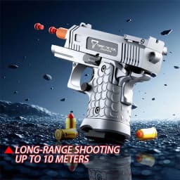 Soft bullet foam shell ejection explosion energy gun, realistic toy pistol, the best gift for teenagers, creative toy, silver.