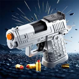 Soft bullet foam shell ejection explosion energy gun, realistic toy pistol, the best gift for teenagers, creative toy, silver.
