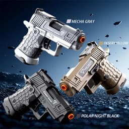 Soft bullet foam shell ejection explosion energy gun, realistic toy pistol, the best gift for teenagers, creative toy, silver.