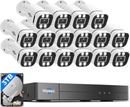 Hiseeu 16CH 3K Wired Security Camera System,16PCS 5MP CCTV Cameras | Smart Dual Light & Audio,Vehicle/Person Detection,5MP 16CH DVR,3TB HDD for Home 24/7 Outdoor Indoor Surveillance