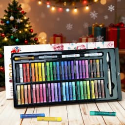 52 Colors Oil Pastels Soft Drawing Set for Artists Adults 52 Vibrant Sticks Including 2 Silver + 2 Gold. Drawer-Style Box + Palette Knife Included.
