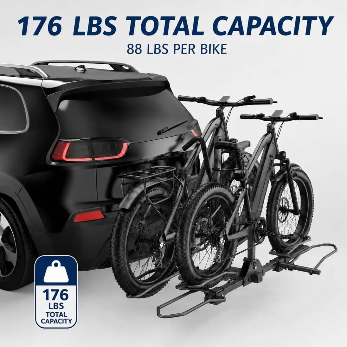 2 Bike Hitch Mount Bike Rack Easy to Install Bicycle Carrier for SUV Car Truck 176 LBS 2" Receiver Heavy-Duty Steel Mountain Road Bike Holder for SUVs and trucks