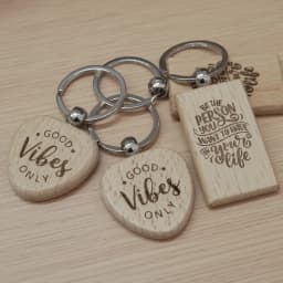 20Pcs Mixed Shape Blank Wooden Keychains Unfinished Wood Key Tags for Laser Engraving DIY Crafts Custom Name Logo Wholesale Gift Making