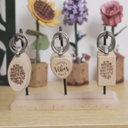 20Pcs Mixed Shape Blank Wooden Keychains Unfinished Wood Key Tags for Laser Engraving DIY Crafts Custom Name Logo Wholesale Gift Making