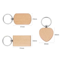 20Pcs Mixed Shape Blank Wooden Keychains Unfinished Wood Key Tags for Laser Engraving DIY Crafts Custom Name Logo Wholesale Gift Making