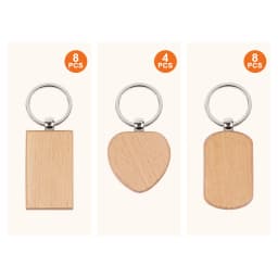 20Pcs Mixed Shape Blank Wooden Keychains Unfinished Wood Key Tags for Laser Engraving DIY Crafts Custom Name Logo Wholesale Gift Making