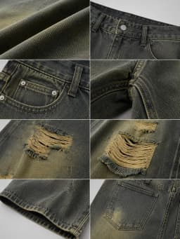 Distressed Ripped Baggy Wide Leg Jeans for Women Vintage Wash Destroyed Denim Pants Y2K Grunge Streetwear Loose Oversized Trousers