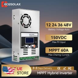 ECGSOLAX 60A MPPT Solar Charge Controller Battery Charging Controller 12/24/36/48V Auto Max PV 150VDC Solar Controller