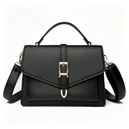 Women PU Leather Handbag Elegant Flap Square Shoulder Bag Metal Buckle Multi‑pocket Large Capacity Crossbody Purse Daily Work Office Satchel Bag