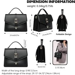 Women PU Leather Handbag Elegant Flap Square Shoulder Bag Metal Buckle Multi‑pocket Large Capacity Crossbody Purse Daily Work Office Satchel Bag