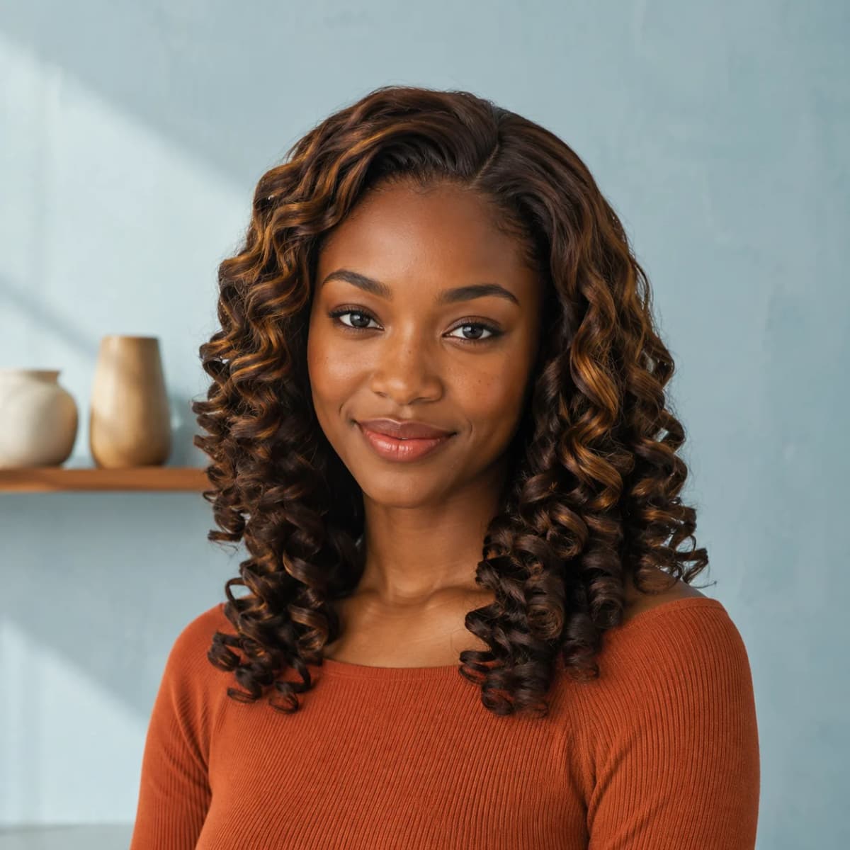 TIMOPOL 4x4 Lace Closure Wig,18 20 22 Inch P4/27 Highlight 066C Curly 100% Human Hair Wig for Black Women, Pre-Plucked Natural Hairline