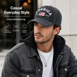 Vintage Washed Cotton Baseball Cap for Men Women USA Flag Embroidered Dad Hat Retro America 1776 Snapback Outdoor Sun Hats