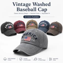 Vintage Washed Cotton Baseball Cap for Men Women USA Flag Embroidered Dad Hat Retro America 1776 Snapback Outdoor Sun Hats