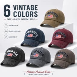Vintage Washed Cotton Baseball Cap for Men Women USA Flag Embroidered Dad Hat Retro America 1776 Snapback Outdoor Sun Hats