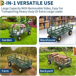 Garvee 900 lb Heavy Duty Steel Garden Dump Cart Utility Yard Wago Removable Mesh Sides 10" Pneumatic Tires 180° Swivel Handle Outdoor Lawn & Farm Haulin