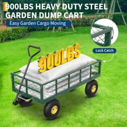 Garvee 900 lb Heavy Duty Steel Garden Dump Cart Utility Yard Wago Removable Mesh Sides 10" Pneumatic Tires 180° Swivel Handle Outdoor Lawn & Farm Haulin
