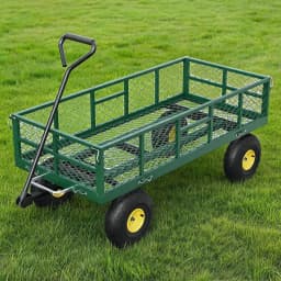 Garvee 900 lb Heavy Duty Steel Garden Dump Cart Utility Yard Wago Removable Mesh Sides 10" Pneumatic Tires 180° Swivel Handle Outdoor Lawn & Farm Haulin