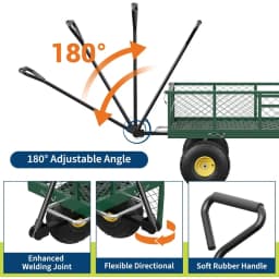 Garvee 900 lb Heavy Duty Steel Garden Dump Cart Utility Yard Wago Removable Mesh Sides 10" Pneumatic Tires 180° Swivel Handle Outdoor Lawn & Farm Haulin