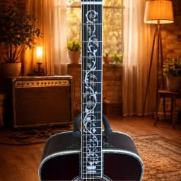 Sunset Burst Color Dreadnought Shape Style Model 41 Inch 6‑String Acoustic Guitar Acoustic Guitar Gloss Finish Vine Floral Inlay Ornate Binding Luxury Collection Stage Performance Wood Guitar