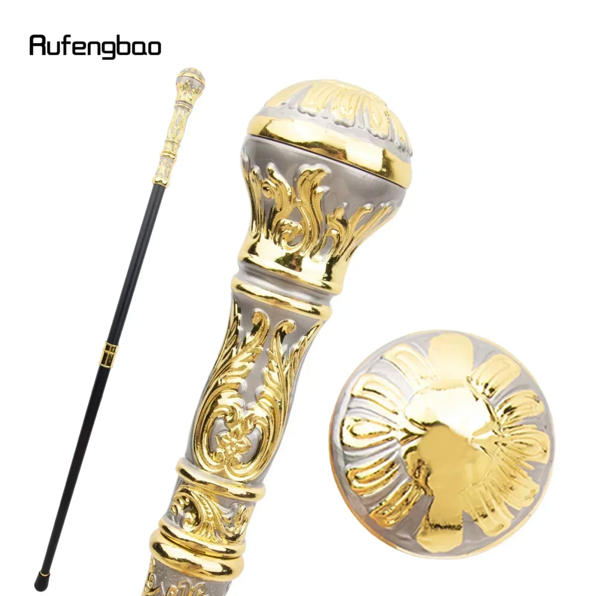 Golden Grey Luxury Round Handle Fashion Stick for Party Decorative Walking Cane Performance stage Cane 93cm