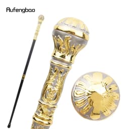 Golden Grey Luxury Round Handle Fashion Stick for Party Decorative Walking Cane Performance stage Cane 93cm