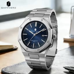 SAPPHERO Men's Quartz Watch Japan Movement Analog Wristwatch Stainless Steel Case Date Display 50M Waterproof Business Casual Fashion Luxury Dress Sport Watch for Men Classic Casual Daily Wear Office Work Travel Birthday Anniversary Holiday Gift