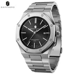 SAPPHERO Men's Quartz Watch Japan Movement Analog Wristwatch Stainless Steel Case Date Display 50M Waterproof Business Casual Fashion Luxury Dress Sport Watch for Men Classic Casual Daily Wear Office Work Travel Birthday Anniversary Holiday Gift