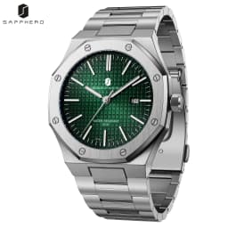 SAPPHERO Men's Quartz Watch Japan Movement Analog Wristwatch Stainless Steel Case Date Display 50M Waterproof Business Casual Fashion Luxury Dress Sport Watch for Men Classic Casual Daily Wear Office Work Travel Birthday Anniversary Holiday Gift
