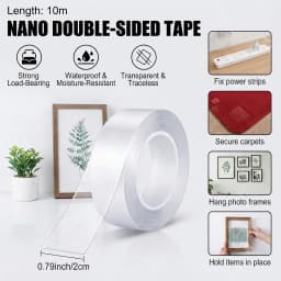 6 Rolls Flexible Nano Tape 10M x 20mm Transparent Double Sided Adhesive Tape for Kitchen Bathroom Use