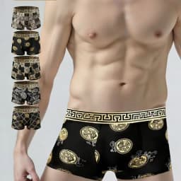 Bestselling Luxury Trendy Black Gold Print, Thin, Comfortable, Breathable and Antibacterial Plus Size Men's Boxer Briefs