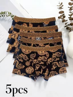 Bestselling Luxury Trendy Black Gold Print, Thin, Comfortable, Breathable and Antibacterial Plus Size Men's Boxer Briefs