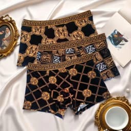 Bestselling Luxury Trendy Black Gold Print, Thin, Comfortable, Breathable and Antibacterial Plus Size Men's Boxer Briefs