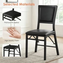 Set Of 6 Folding Dining Chairs, Foldable PU Leather Seating With Metal Frame, Space Saving For Apartment