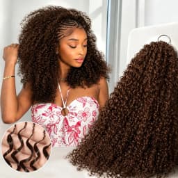 Body Wave Crochet Human Hair Bundles Chocolate Brown Burmese Curly Crochet Hair Pre Separated Knotless Reusable Feather Crochet Human Hair