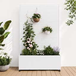 71in Metal Planter Box Trellis With Wheels Raised Garden Bed Privacy Screen For Climbing Plants Vegetables Vines Patio Balcony