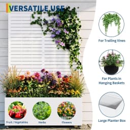 71in Metal Planter Box Trellis With Wheels Raised Garden Bed Privacy Screen For Climbing Plants Vegetables Vines Patio Balcony