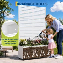 71in Metal Planter Box Trellis With Wheels Raised Garden Bed Privacy Screen For Climbing Plants Vegetables Vines Patio Balcony