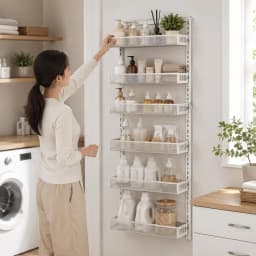 6PCS/set Over The Door Storage Organizer Space Saving Metal Seasoning Racks Kitchen Cabinet Door Spice Jar Organizer Removable for Kitchen, Bathroom, and Bedroom.