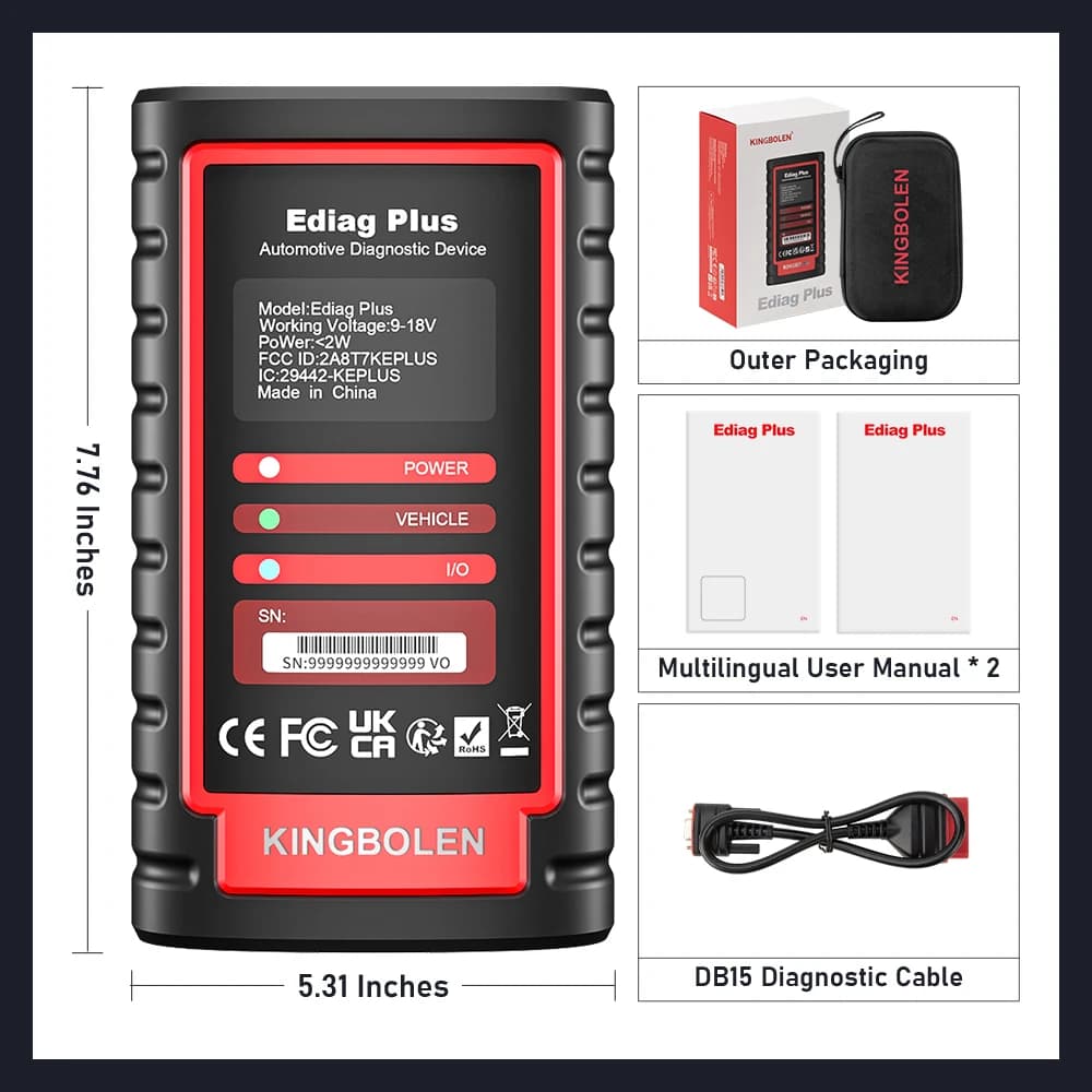 KINGBOLEN Ediag Plus Thinkdiag 2 OBD2 Scanner Support CAN FD 16 Reset Bidirectional Control ECU Coding OBD2 Diagnostic Scanner
